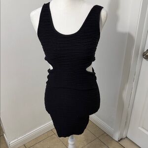 bebe Black Textured Backless Dress
